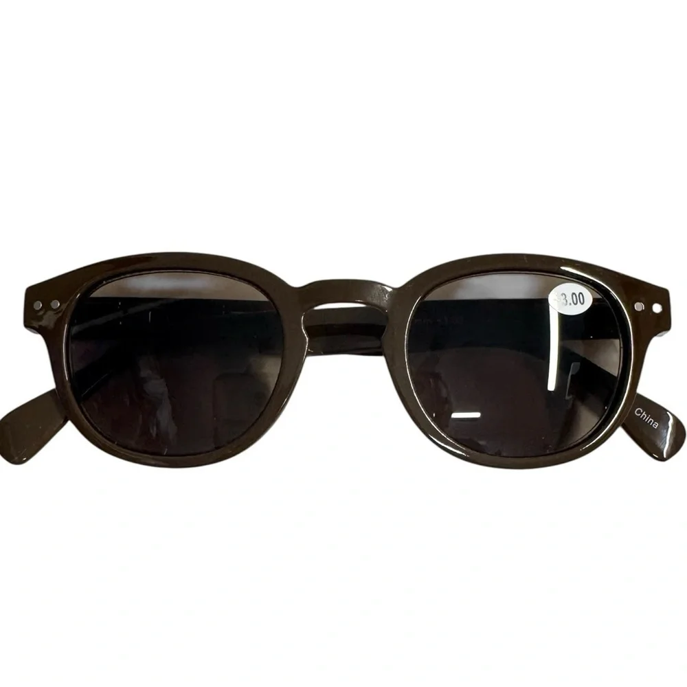 New IZE Sunglasses Readers +3.00 Brown Glasses With Case